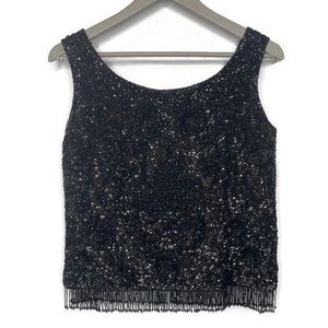 Vintage beaded sequin Stephen chu sleeveless tank top shirt lambs wool small